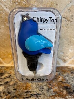ChirpyTop Blue Bird Wine Pourer - Blue & Light Blue #2